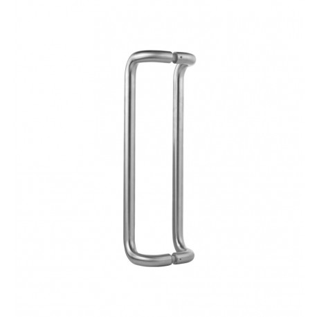 JUEGO MANILLON MOD. "U"  ACERO INOX. PUERTA CRISTAL