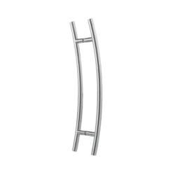 JUEGO MANILLON MOD. ARCO  ACERO INOX. PUERTA CRISTAL